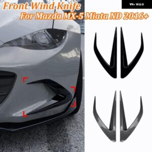 マツダ MX-5 ミアータ ND 2016+ フロント バンパー カバー ウインドナイフ 光沢ブラック フォグランプ トリム ブレード トリム ライト カーアクセサリー