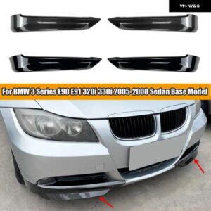 車用フロント バンパー サイドスプリッター カバー リップ エアベント スポイラー BMW 3シリーズ E90 E91 320I 330I 2005 - 2008 セダン ベースモデル