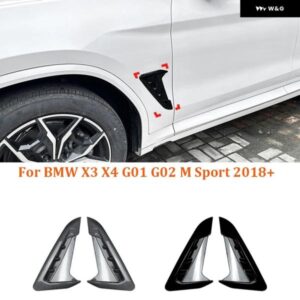 2X 車サイドフェンダー エアウィングベント トリム カバー BMW X3 X4 G01 G02 M スポーツ 2018 - 23 グリル ホール エンブレム トリム