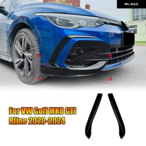 車用フロント バンパー サイド カナード スプリッター スポイラー VW ゴルフ MK8 GTI RLINE 2020-2024 フロントウィンドブレードファングスポイラー