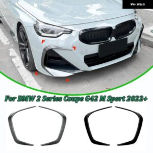 車用フロント バンパー サイド カナード スプリッタースポイラー BMW 2シリーズ クーペ G42 Mスポーツ 2022+ フロントウィンド ナイフブレード