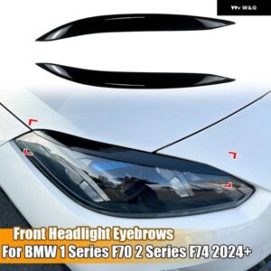 2個入り 車用フロント ヘッドライト アイブロウカバー BMW 1シリーズ F70 2シリーズ F74 2024+ 光沢ブラック ステッカー トリム カバー