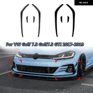 2個 車用フロント バンパー サイドスポイラー リップ ウィンドナイフ フォグランプ トリム アクセサリー フォルクスワーゲン VW ゴルフ 7.5 GTI 2017-2019