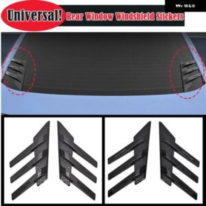 汎用 リアウィンドウサイドスポイラー 装飾 ステッカー 光沢 ブラック/カーボンソフト プラスチック リア フロントガラス ステッカー