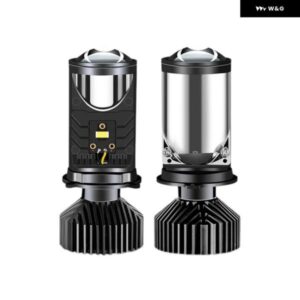 2ピース Y9 H4 LEDプロジェクター ヘッドライト プロジェクターレンズ アルミ ファン冷却付き 自動車用ハイロービーム 電球