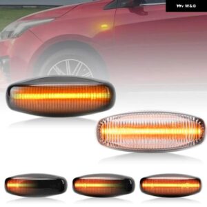 トヨタ ヤリス ヴィオス 2014-2019 クリアスモークレンズ LED サイドマーカーランプ アンバー フェンダー ウィンカーライト 2個