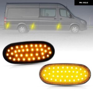 ベンツ スプリンター W906 2006-2018 VW クラフター 2006-2016 クリアスモークレンズ LED サイドマーカーランプ アンバー ライト 2個