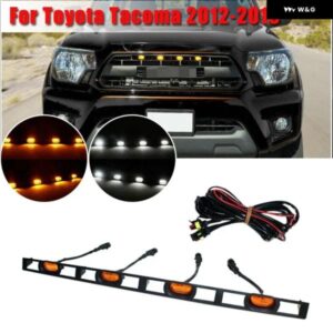 車用フロントフード グリル LEDライト ワイヤー ハーネス 付き トヨタ タコマ 2012-2015 フロント バンパー グリル シグナルランプ アンバー ホワイトライト