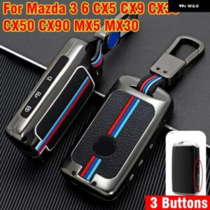 マツダ 3 6 CX5 CX9 CX30 CX50 CX90 MX5 MX30 メタルカーキーフォブカバー ケース チェーン
