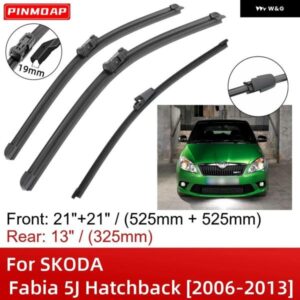 SKODA FABIA 5J ハッチバック 2006-2013 21インチ+21インチ+13インチ フロントリア ワイパー ブレード ブラシカッターアクセサリー 2009 - 13