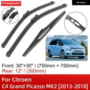 シトロエン C4 グランドピカソ MK2 2013-2018 30インチ+30インチ 12インチ フロントリア ワイパー ブレード ブラシカッターアクセサリー 2015 - 18