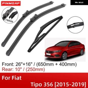 フィアット ティーポ 356 2015-2019 26インチ+16インチ+10インチ フロントリア ワイパー ブレード ブラシカッターアクセサリー 2015 - 19