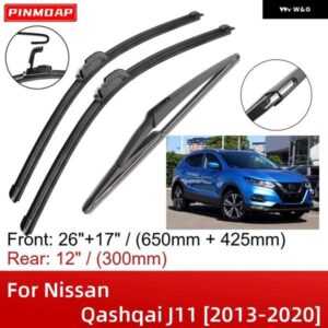 日産 キャシュカイ J11 2013-2020 26インチ+17インチ+12インチ フロントリア ワイパー ブレード ブラシカッターアクセサリー 2015 - 19