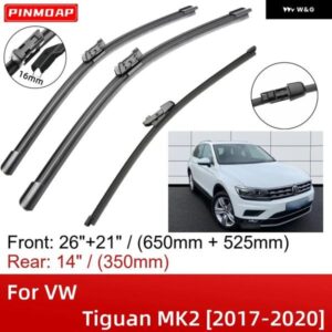 VW ティグアン MK2 2017-2020 26インチ+21インチ+14インチ フロントリア ワイパー ブレード ブラシカッターアクセサリー 2017 - 20