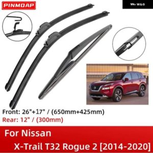 日産 エクストレイル T32 ローグ2 2014-2020 26インチ+17インチ+12インチ フロントリア ワイパー ブレード ブラシカッターアクセサリー 2016 - 20