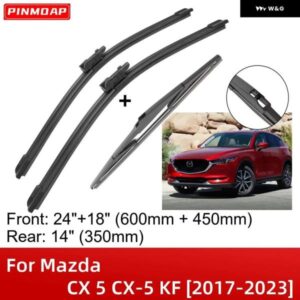 マツダ CX 5 CX-5 KF 2017-2023 24インチ+18インチ+14インチ フロントリア ワイパー ブレード ブラシカッターアクセサリー 2017 2019 - 23
