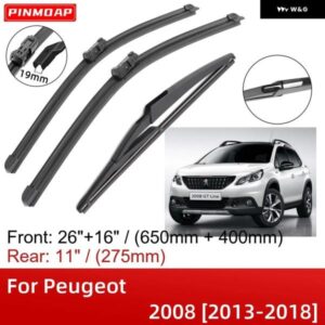 プジョー 2008 2013-2018 26インチ+16インチ+11インチ フロントリア ワイパー ブレード ブラシカッターアクセサリー 2013 - 18