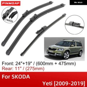 SKODA YETI 2009-2019 24インチ+19インチ+11インチ フロントリア ワイパー ブレード ブラシカッターアクセサリー 2012 - 19