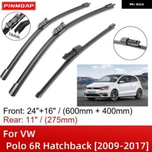 VW ポロ 6R ハッチバック 2009-2017 24インチ+16インチ+11インチ フロントリア ワイパー ブレード ブラシカッターアクセサリー 2012 - 17