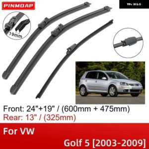 VW ゴルフ 5 2003-2009 24インチ+19インチ+13インチ フロント リア ワイパー ブレード ブラシ カッター アクセサリー 2003 - 09