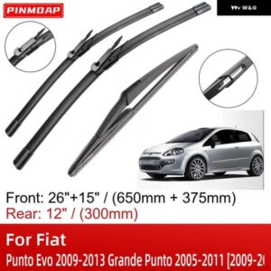 フィアット プント エボ 2009-2013 グランデ プント 2005-2011 2009-2013 26インチ+15インチ+12インチ フロント リア ワイパー ブレード ブラシ カッター