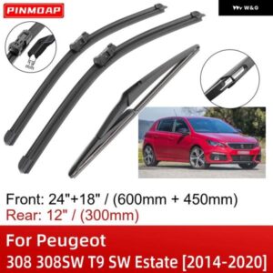 プジョー 308 308SW T9 SW エステート 2014-2020 24インチ+18インチ+12インチ フロントリア ワイパー ブレード ブラシ カッター アクセサリー 2017 - 20