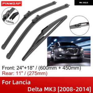 ランチア デルタ MK3 2008-2014 24インチ+18インチ+11インチ フロントリア ワイパー ブレード ブラシカッターアクセサリー 2008 - 14