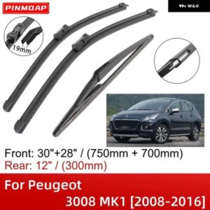 プジョー 3008 MK1 2008-2016 30インチ+28インチ+12インチ フロントリア ワイパー ブレード ブラシカッターアクセサリー 2010 - 16