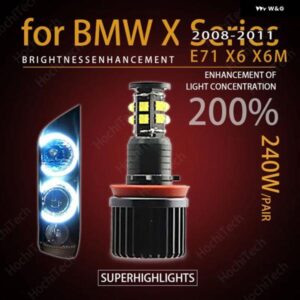 エンジェルアイズ 120W H8 スーパーホワイト 6000K リングLEDライト BMW 2008-2011 Xシリーズ E71 X6 X6M LCI以前 超高輝度