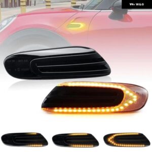 MINI COOPER F55 F56 F57 2014-2017 クリアイエロースモークレンズ LEDサイドマーカーランプ フェンダーウィンカー ダイナミック アンバー ライト