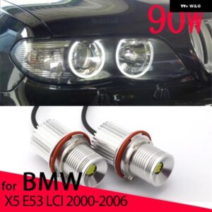 90W CANバス LED エンジェルアイズ マーカーライト バルブ BMW X5シリーズ E53 3.0I 4.4I 4.6IS 4.8IS M54 M62 N62 2000-2006