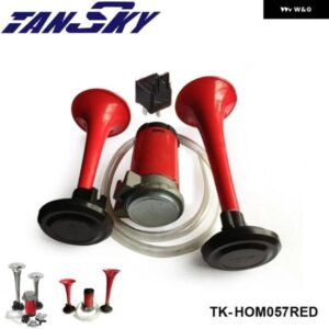 シルバー/レッド ラウド 12V 135DB ツイントランペット エアホーン コンプレッサーセット キット 車 ボート トラック フォード マスタング 05-10 V8 ZAP
