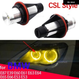 20W 6000K CSL CS スタイル レモンイエローカラー LED ヘッドライト エンジェルアイズ バルブ ライト BMW E87 E39 E60 E61 E63 E64 E65 E66 E53 E53