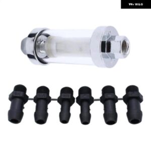 インライン燃料 フィルター 3/8インチ 1/4インチ 5/16インチ バーブ 再利用可能 クローム 高フロー 100ミクロン