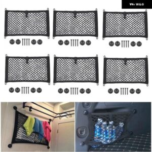 25X45CM 車用カーゴ オーガナイザー 収納 伸縮性メッシュネット ホルダー 4フック パーツカーゴ バン モーターホーム モバイルホーム キャラバン ボート