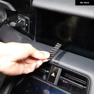 ポルシェ タイカン 2019-2025 ソフトカーボン セントラ ル コントロール エア アウトレット 分離ライン パネル トリム ステッカー カーアクセサリー