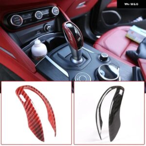 ABSカーボン スタイル 車内装ギア シフター ノブ フレーム カバー トリム アルファロメオ ステルヴィオジュリア2017-2019 インテリア アクセサリー