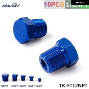 オイルウォーターフィッティング 1/2インチ NPT カーボンアルミ六角ヘッドプラグキャップ ねじ込み式 ブルー TK-FT12NPT