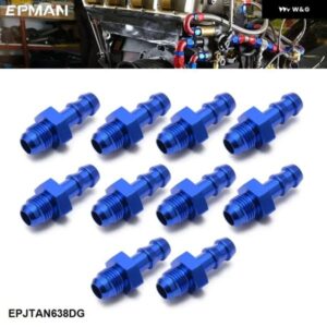 10個 6AN オスフレア 3/8インチホースバーブアルミ継手 AN6-3/8 プッシュ オンバーブ燃料ライン アダプター ストレート EPJTAN638DG