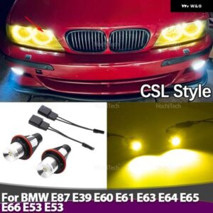 CANバスLEDエンジェルアイ マーカーライト バルブ CSL CS スタイル レモンイエロー BMW E87 E39 E60 E61 E63 E64 E65 E66 E53 E53