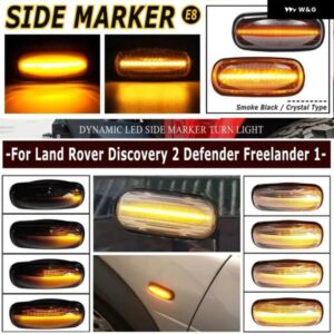 車用ダイナミックフローティングウォーターLEDサイド マーカーライト ランドローバー ディスカバリー2 1999-2004 ディフェンダー フリーランダー1 1997-2005