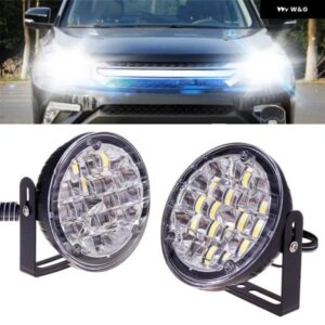 2個 12V LED 車用フレキシブル デイタイム ランニングライト LED DRL フォグランプ 丸型ハザード フォグライト ドライビングライト バルブ カー