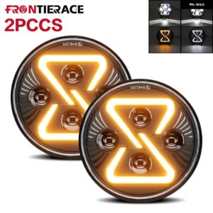 LED ラングラー ジープ ヘッドライト DRL H4 ジープ ワーク LED ヘッドライト DRL H4 12V 24V オフロード 4X4 ハーレー ダビッドソン アクセサリー - 2pcs