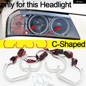 BMW X3 F25 2010-14 キセノン ヘッドライト デイライト DRL エンジェルアイ LED CSL スタイル レモンイエロー ヘッドライト リングキット - C Shaped