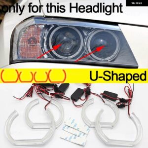 BMW X3 F25 2010-14 キセノン ヘッドライト デイライト DRL エンジェルアイ LED CSL スタイル レモンイエロー ヘッドライト リングキット - U Shaped