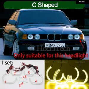 BMW E30 E32 E34 デイライト DRL エンジェルアイ LED CSL スタイル レモンイエロー ヘッドライト リングキット カー スタイリング アクセサリー - C Shaped