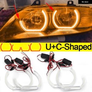 BMW Z3 1999-02 デイライト DRL エンジェルアイ LED CSL スタイル レモンイエロー ヘッドライト リングキット アクセサリー - U C Shaped