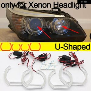 新型CS CSL スタイル レモンイエローエンジェルアイ BMW E60 E61 LCI 528I 530I 535I 550I M5 2007-2010 DRL LED デイタイム ランニングライト - U Shaped Xenon