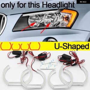 新型CS CSL スタイル レモンイエローエンジェルアイ BMW X3 F25 2010-14 ハロゲン ヘッドライト DRL LED デイタイム ランニングライト - U Shaped Halogen