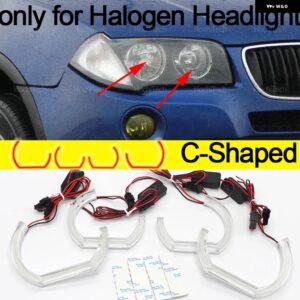 CS CSL スタイル レモンイエローエンジェルアイ BMW E83 X3 2003-07-2010 DRL LED デイタイム ランニングライト カー スタイリング - C Shaped Halogen